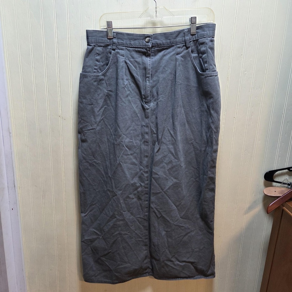 Vintage Rough Hewn Skirt Womens 31 Gray Solid Denim Long High Rise Pockets USA